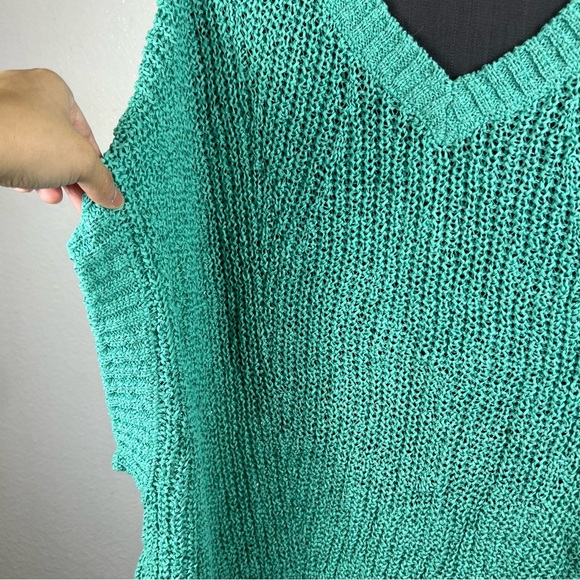 Tommy Bahama Women’s Green V-Neck Top Chunky Knit Size L - Picture 3 of 9